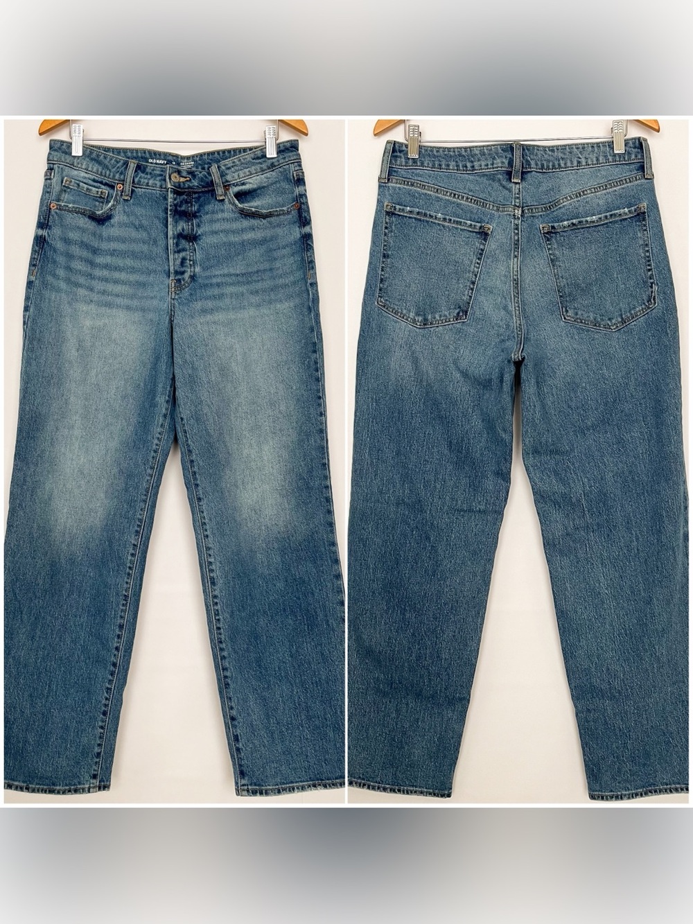 Old Navy OG Loose Jean Split Hem Leg High Rise Relaxed Fit Womens Size 12 Blue